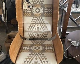 Molded Plywood Chair with Pendleton Upholsery