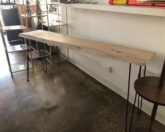 Wide Plank Table with Wrought Iron Hair Pin Legs