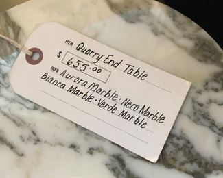Quarry End Table Nero & Blanca & Verde Marble