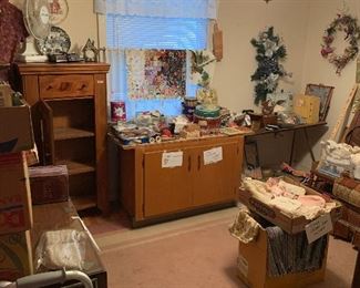 The sewing Room! Buttons, material, cross stitch kits...