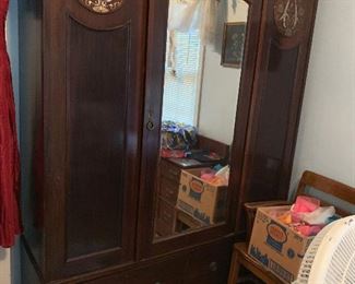 French? Armoire with beautiful inlay design