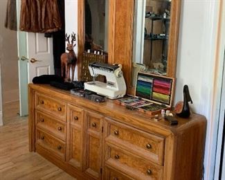 Lowboy Chest of Drawers with Double Mirror