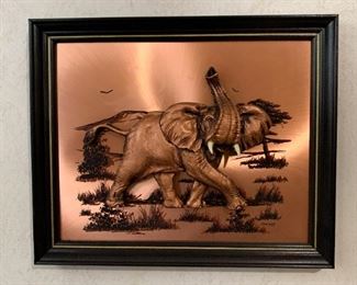 Copper Elephant Artwork / Wall Hanging (in relief)