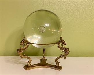 $30 - Crystal Ball on Brass Dragon Tripod Stand