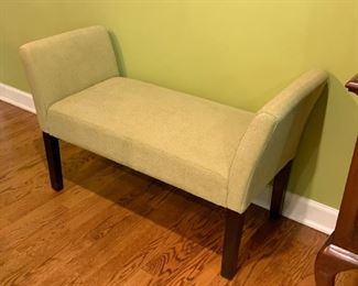$35 - Lime Green Upholstered Bench (43" L x 18" W x 26.5" H, seat is 19" H
