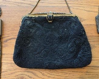 $25 - Antique / Vintage Black Beaded Handbag / Purse