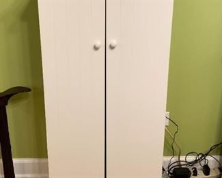 $35 - White Storage Cabinet (20.75" L x 11" W x  41.5" H) 