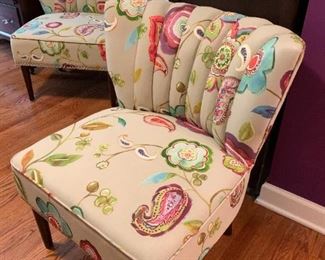 $100 each - Colorful Slipper Chairs (there are 2 available) - 25" W x 31.5" H, seat is 18.5" H