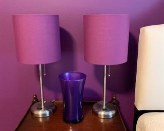 $14 - Pair of Ikea Table Lamps with Purple Shades