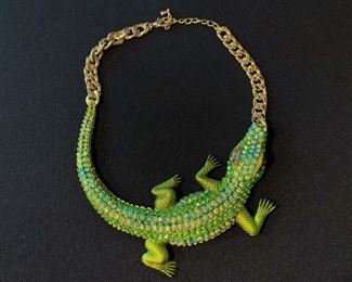 Costume Jewelry - Statement Piece - Jeweled Alligator Necklace