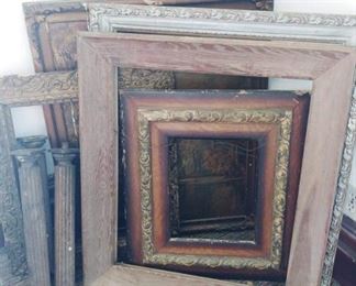 Many antique frames found in the attic.