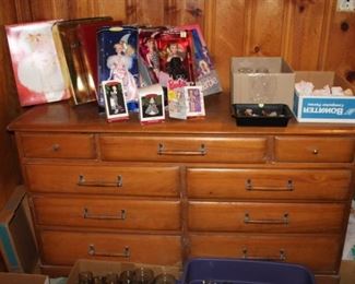Vintage Dresser (needs repair), Barbies