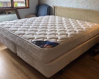 Serta Perfect Sleeper king size mattress & box spring (Masterpiece Worthington) - stain on back right corner of box spring