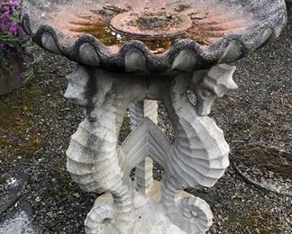 Seahorse bird bath (27”W, 31”H) VERY heavy! 