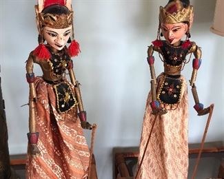 Balinese puppets - each approx. 29” tall as shown (on wooden stands)