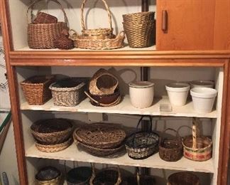 Baskets galore, ceramic planters