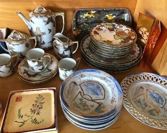 Close up of Nippon coffee set & Japanese plates