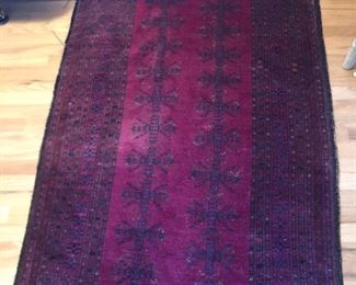 Afghan “Butterfly Bokara” rug - loss at corners (40” x 69”) 