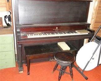 Piano Stool with glass ball feet $75, WinterRoth & Co. Piano $100 has to be taken apart to take out. Bench can be sold separately $50