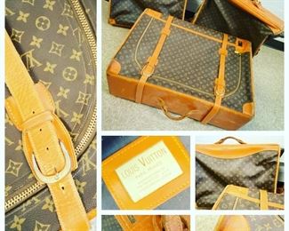 Vintage Louis Vuitton French Company 3 pieces of luggage (2 garment fold overs, 1 suitcase). Condition is Good w/wear and monogrammed with owner’s names - $2,750
**Please call (847) 630-1009 to purchase.