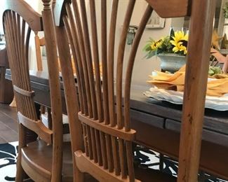 Extendable Dining Table with a grey wash finish and 6 fan-back chairs 