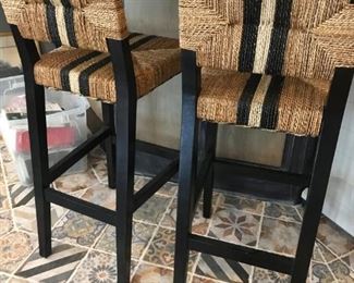 Pair of Seagrass Bar Chairs 