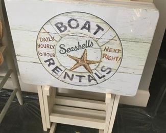 Nautical TV Trays with Stand