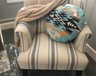 Cream and grey/blue Arm Chair