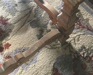 Thick Beveled Glass Cocktail table with hand carved wood base