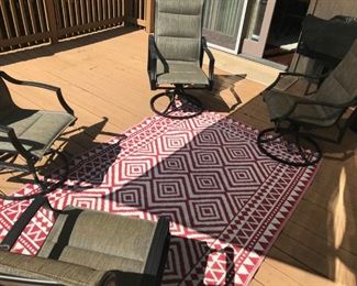 Set of 4 Swivel Rocker Patio Chairs and Outdoor rug(Rug SOLD)