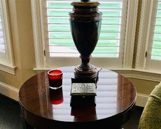 $150 Round occasional table (as is) 27.5"H x 29.5"D