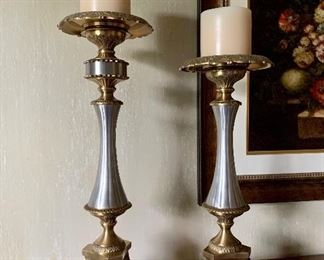 $60 Pair candle decor; larger one 22.5"H