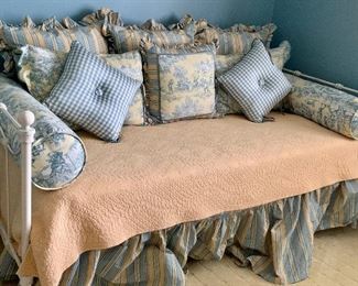 Custom linens (bed skirt, blanket, bolsters and pillows. Daybed NOT for sale.