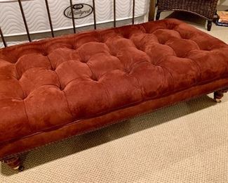 $595 Charles Stewart Co. custom square tufted bench/ottoman on casters 15.5"H x 30"D x 60"W