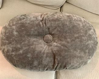 Detail:  Custom patchwork oval pillow reverse