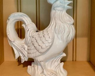 $35 Decorative white ceramic rooster; approx 11 inches high.