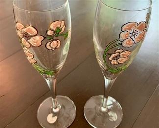 $20 Set of 2 painted wine glasses