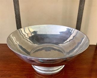 $20 Metalware  Bowl: 11 diameter; 5 inches high; base is 5.25 diameter. 