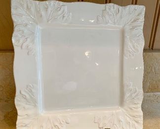 $22 Decorative white square serving plate; Appro 12" square