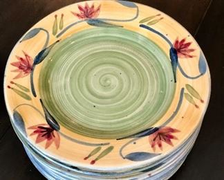 $50 Pier 1 hand painted stoneware "Elizabeth" pattern. 10 salad plates 8"D