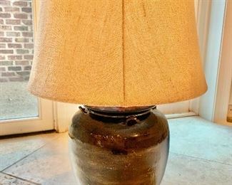 $120 Cermamic glazed urn lamp 30.5"H