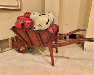 $200 Maitland-Smith decorative  wheelbarrow ; 17.5"H x 18"D x 43"L