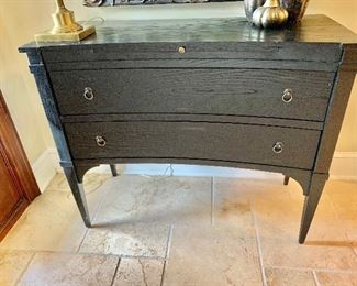 $595 Vanguard Furniture two drawer chest with brass pulls and pull out tray. 35.25"H x 19"D x 43"W