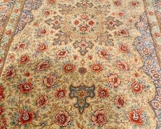 Detail: hand knotted silk rug