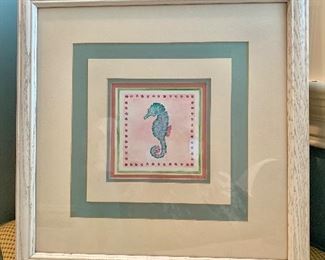 $50 "Seahorse" matted, framed art 18.5"H x 18.25"W