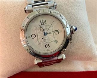 $1750 Men's Cartier Pascha (2378) 38mm Autoscaph stainless steel watch with date complication. Excellent condition. Watch and Cartier pouch.
