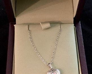 $30 Sterling Silver child's necklace with engraved heart locket pendant.  