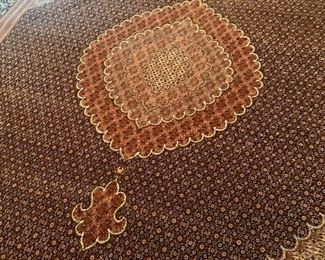 Detail: Tabriz Rug hand woven. Made in Iran.