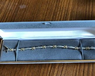 14KT Two Tone X&O 1 Carat Tennis Bracelet