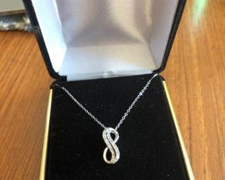 10KT White Gold 1/5 Carat Diamond Infinity Pendant